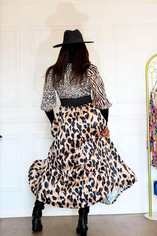 Women's Animal Print Long Sleeve Maxi Dress
