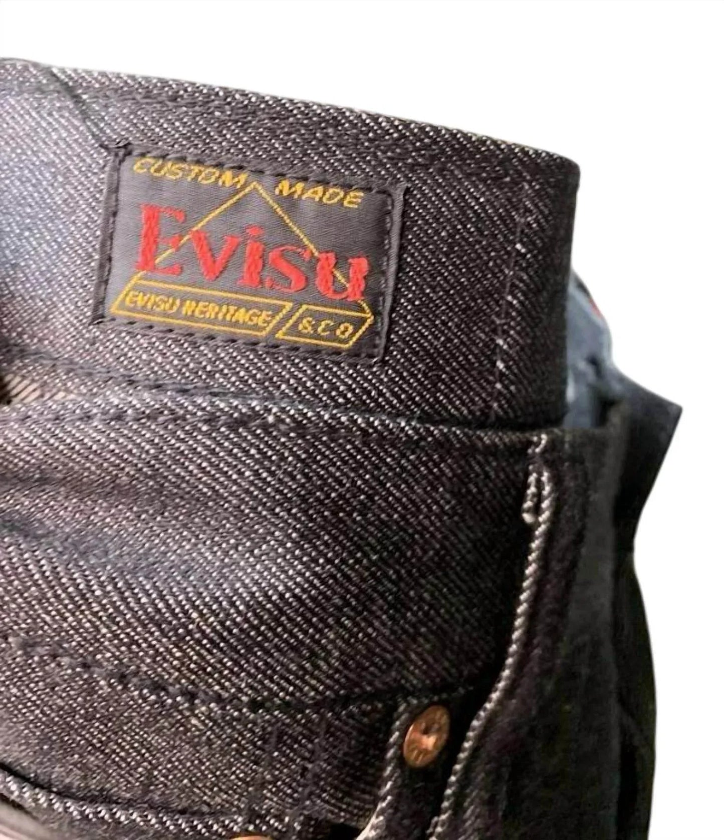Men Japanese Selvedge Baggy Jeans With Seagull Logo