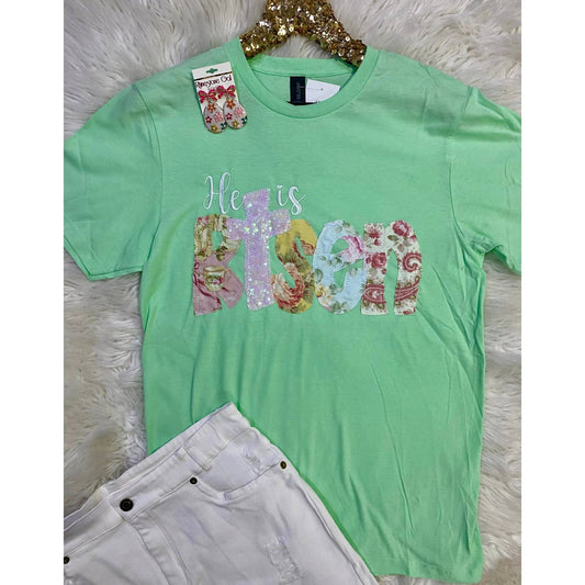 Women's He Is Risen Floral Patch Tee
