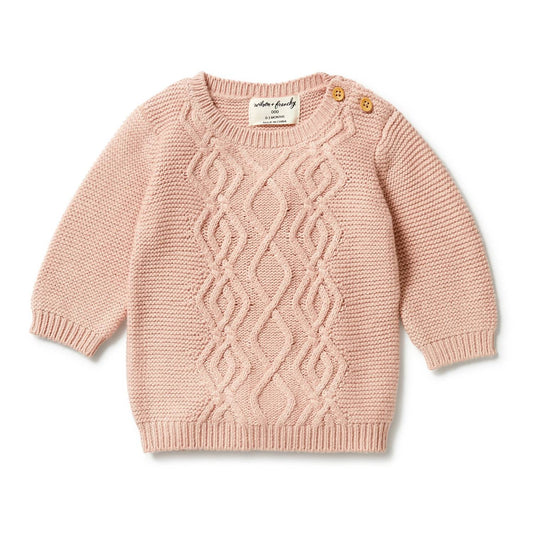 Mädchen-Zopfstrickpullover
