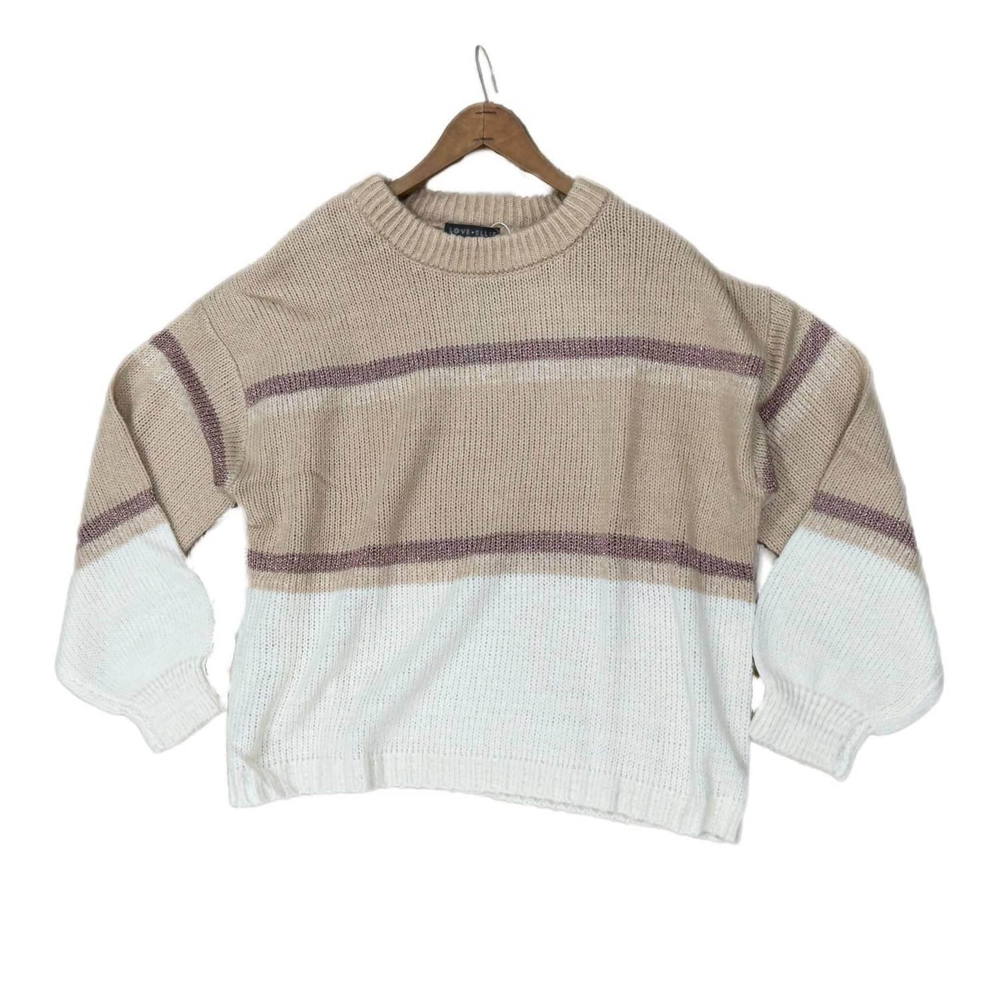 Metallic Stripe Crew Neck Sweater