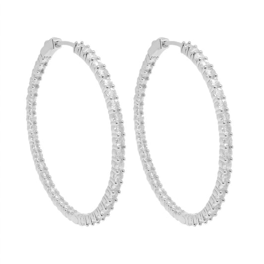 Women's Moissanite Inside Out Hinged Hoop Earrings