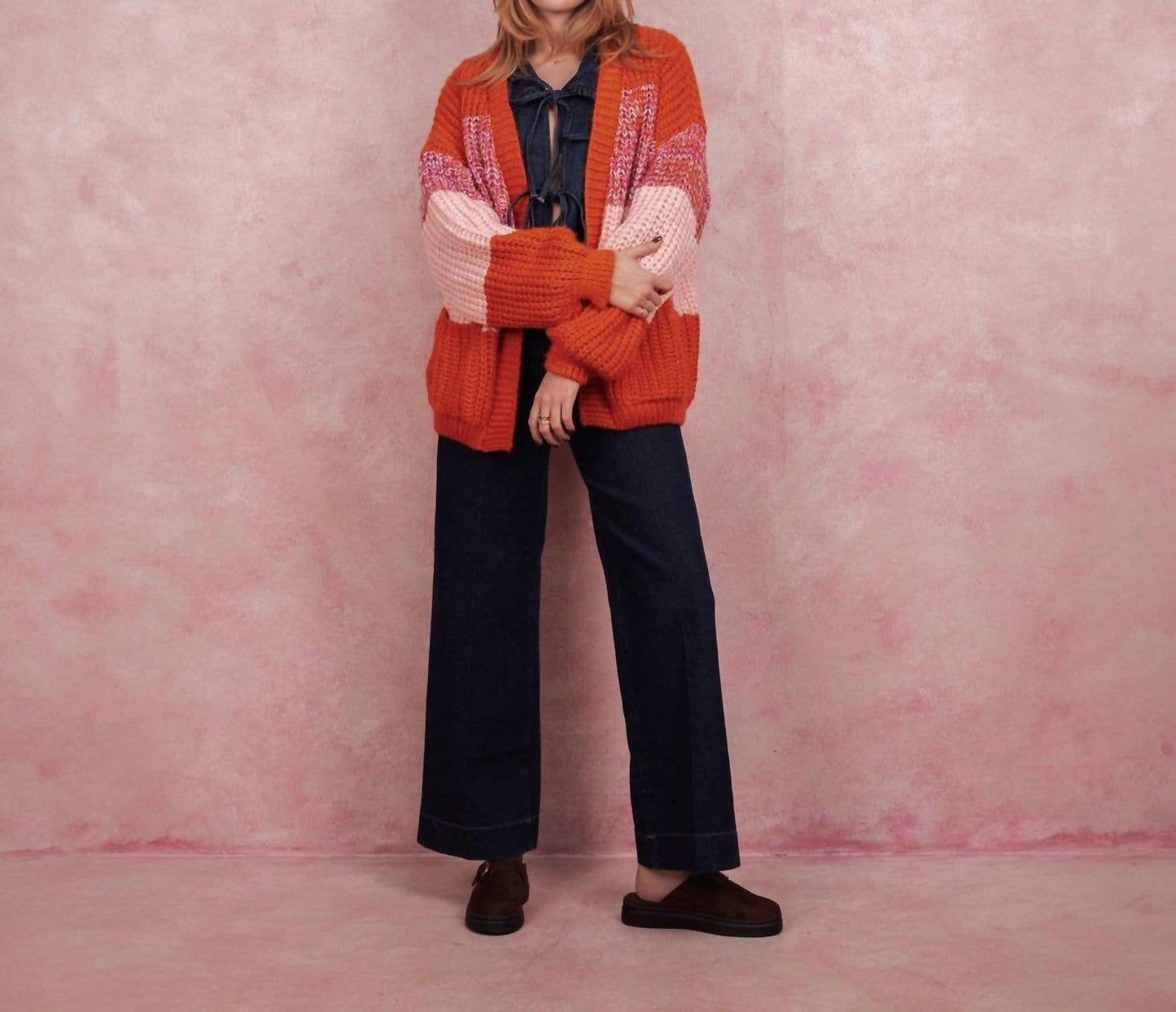 Janie Oversized Chunky-Streifen-Cardigan