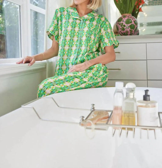 Women's Scalloped Pajama Set Long Pant & Short Top