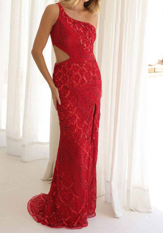 Bodenlanges One-Shoulder-Ballkleid