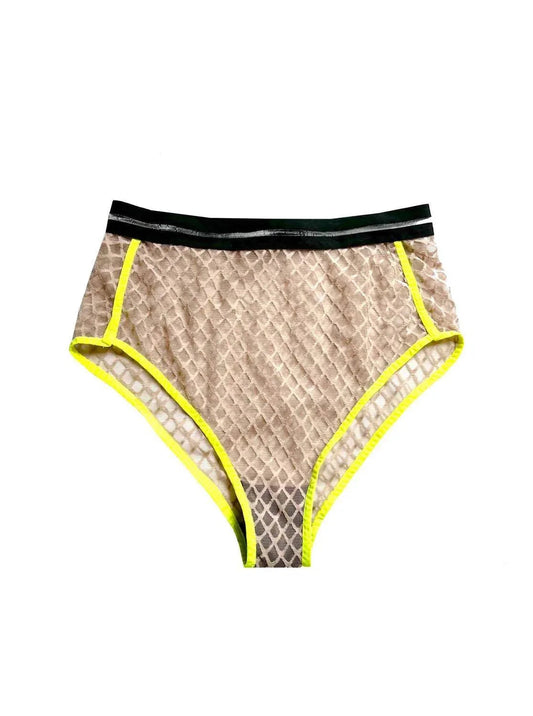 Women's Natasha High Rise Mesh Underwear With Neon Trim