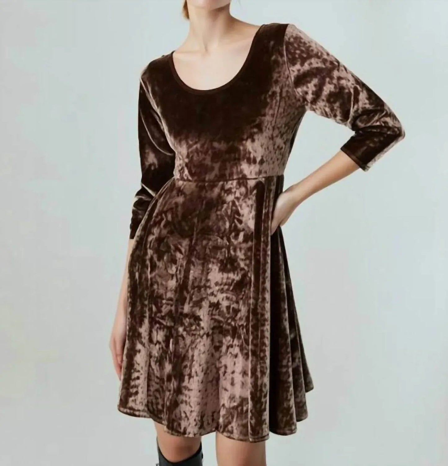 Studded Velvet Skater Dress