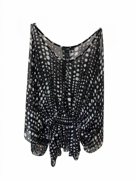 Damen Bluse mit transparenten Tupfen und Volantärmeln