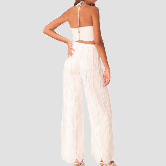 Coconut Scalloped Wide Leg Pant
