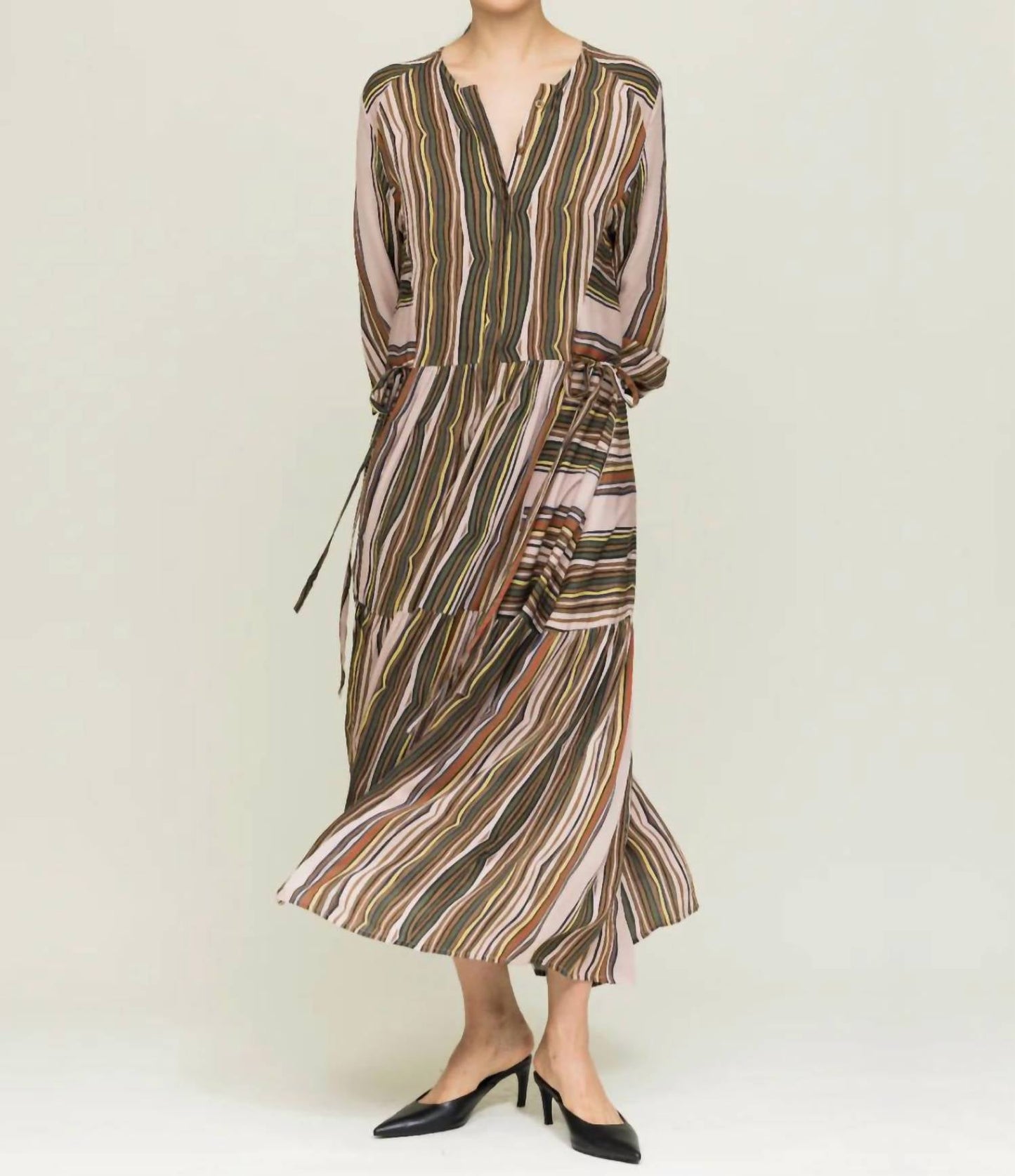 Midi-Kleid aus Perl-Doppelgeorgette mit Schiefer-Print