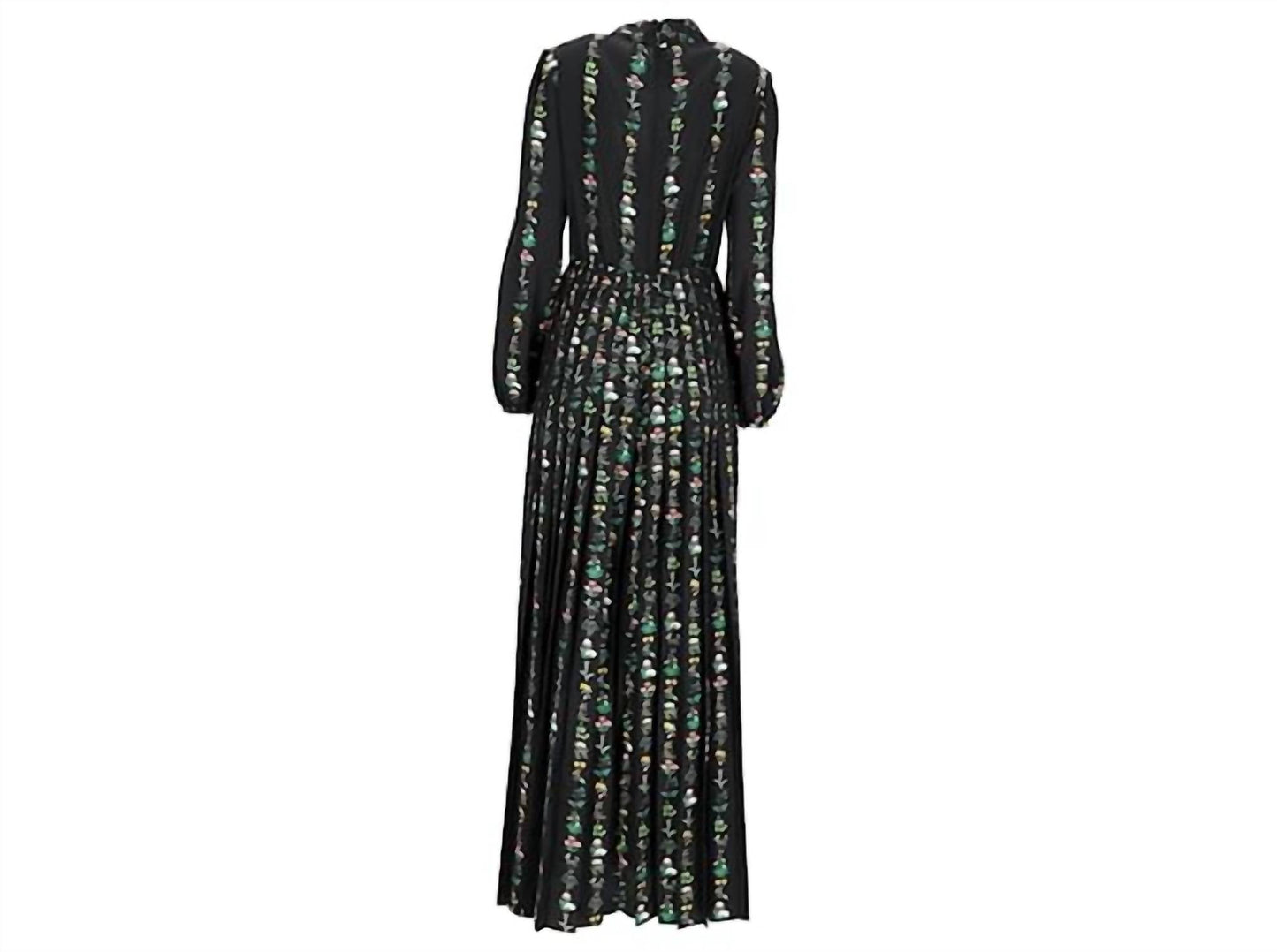 Plissiertes Maxi-Kleid aus Crêpe de Chine mit Blumenmuster