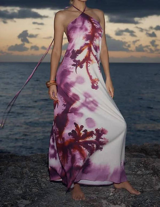 Halter-Maxikleid aus Leinen-Baumwolle