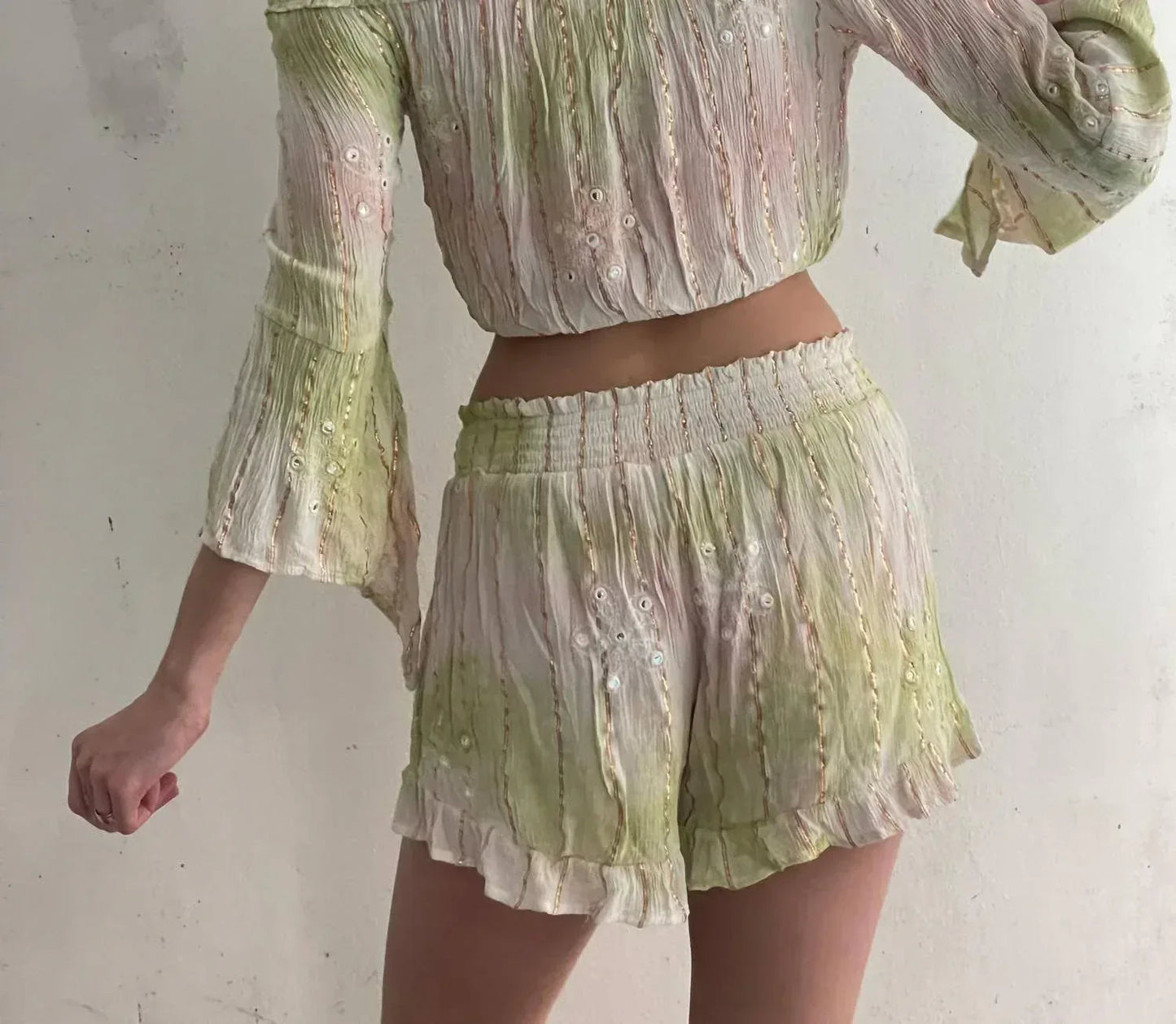 Damen-Glitzer-Shorts-Set