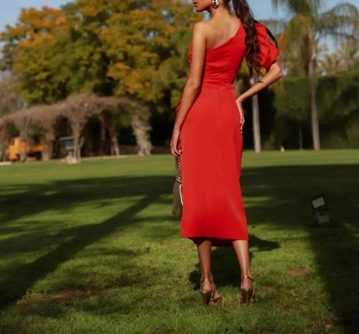 Leila Asymmetrical Cut-out Midi Dress