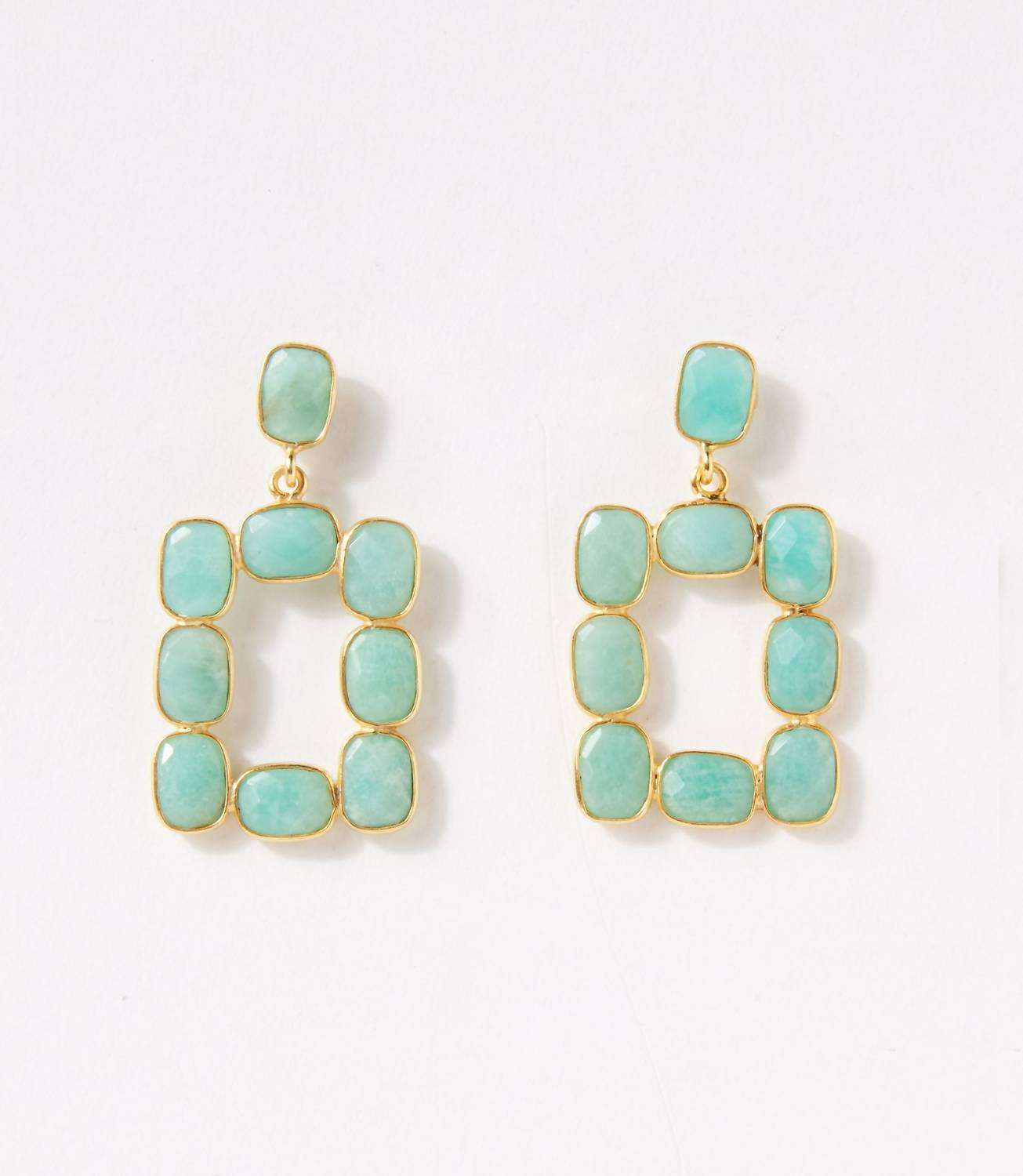 Women's Rectangular Gemstone Bezel Earrings