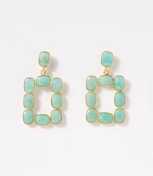 Women's Rectangular Gemstone Bezel Earrings