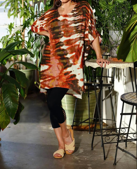 Artisan Tie Dye Gauze Round Neck Kaftan Dress