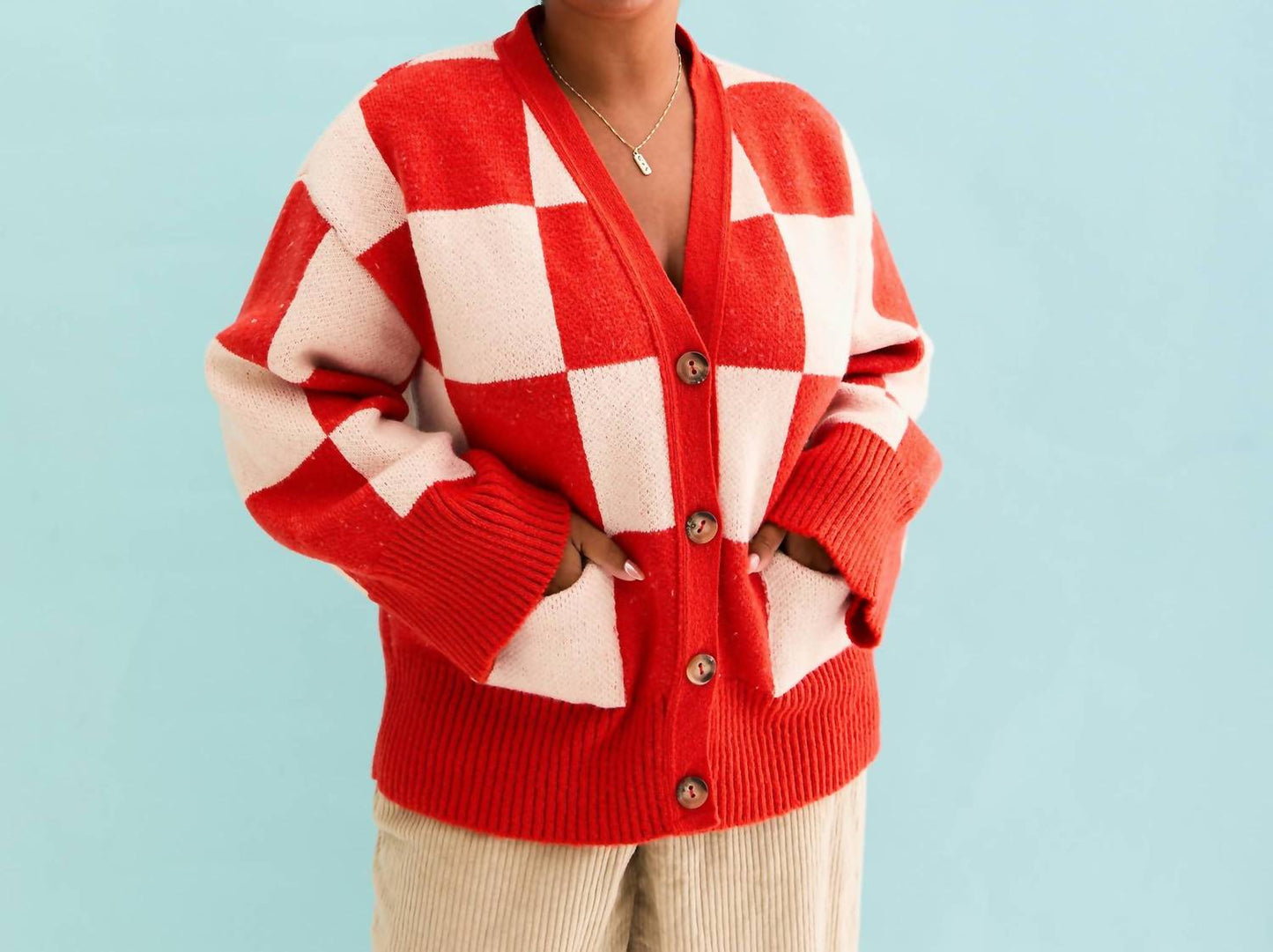 Candice Karierte Strickjacke