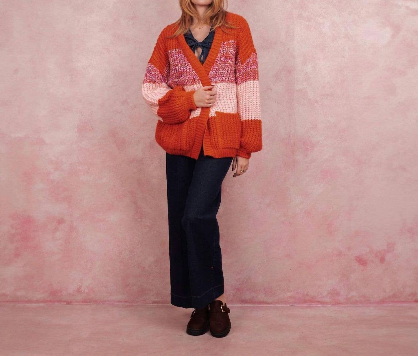 Janie Oversized Chunky-Streifen-Cardigan
