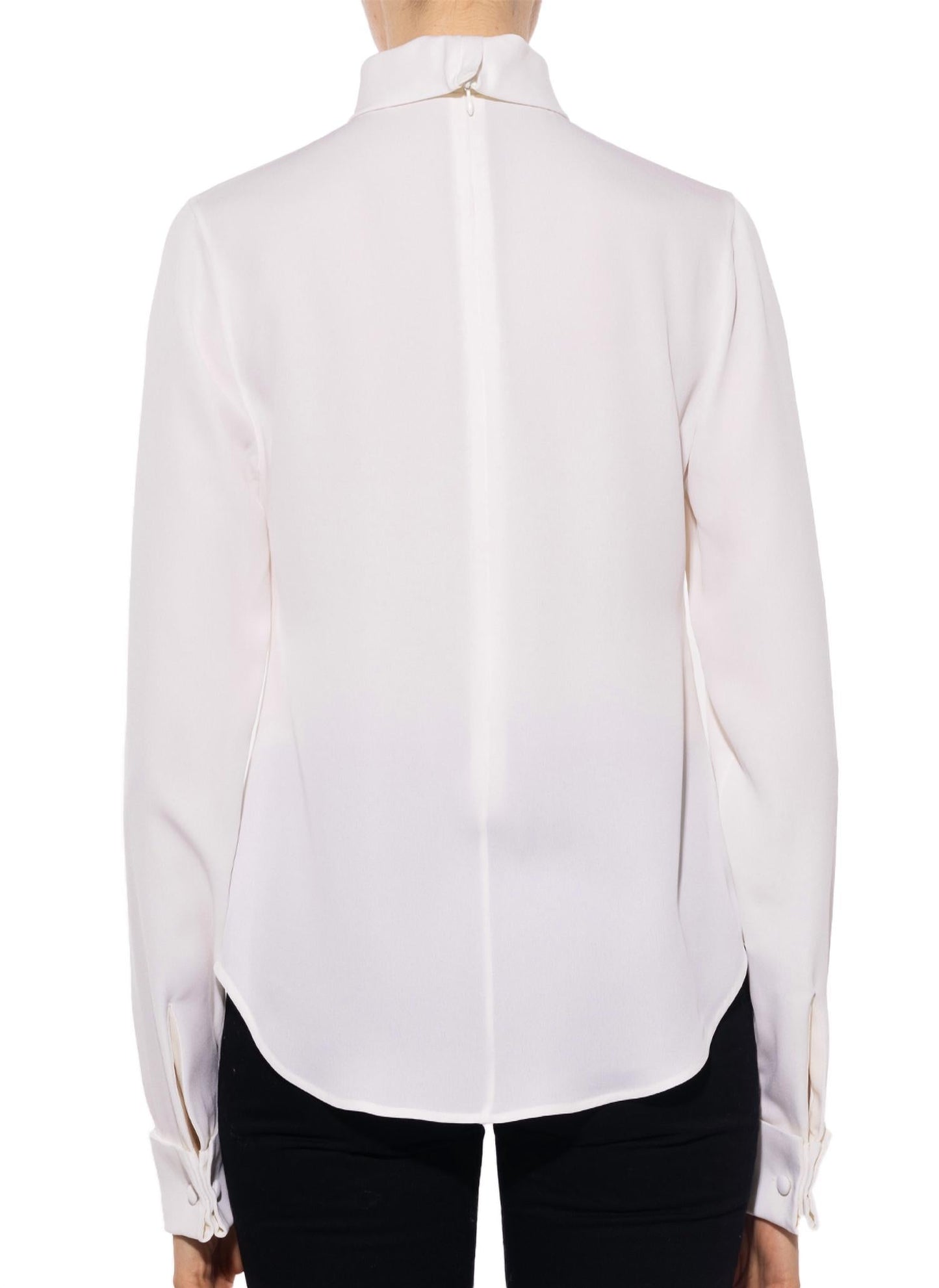 Crêpe-Bluse mit hohem Kragen