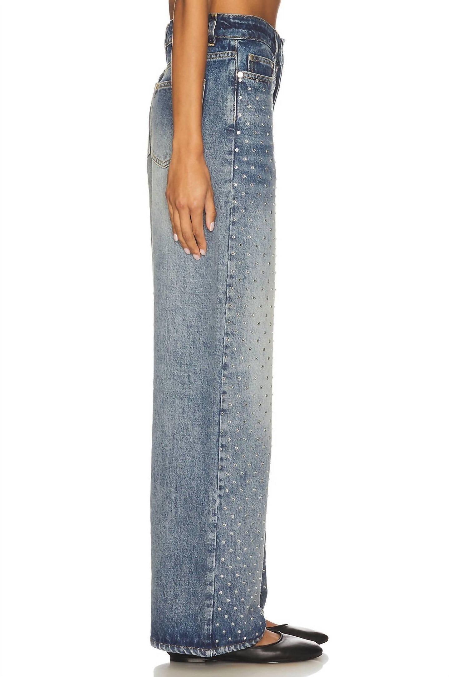 Denim-Jeans mit Kristallnieten