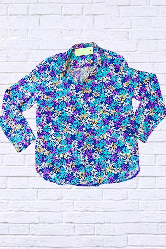 Daisy Floral Collared Long Sleeve Shirt