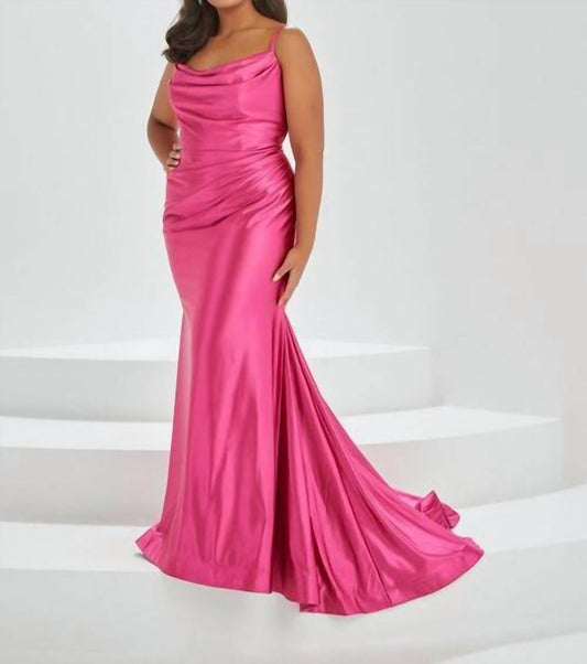 Cowl Neck Ruched Gown