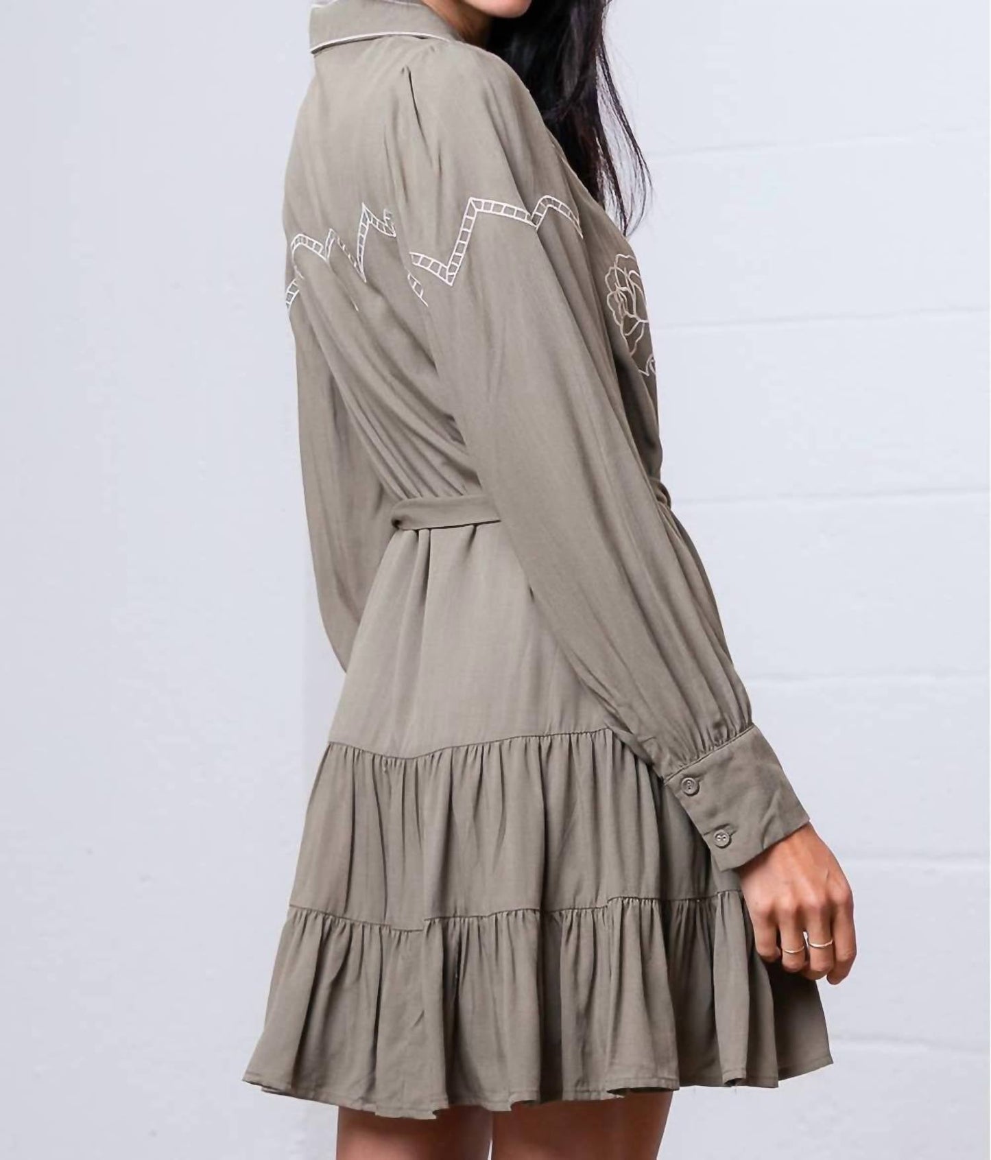 Sage Blossom Western-Minikleid