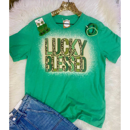 Women's Lucky And Blessed Bleached Plus Top