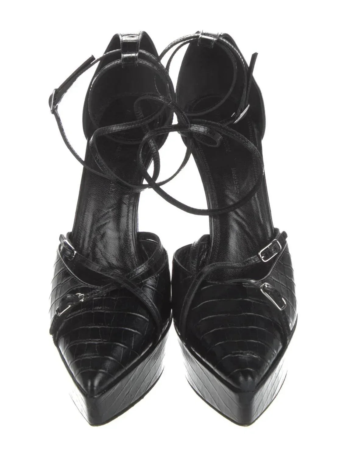 Gebrauchte Damen-D'Orsay-Pumps aus geprägtem Leder