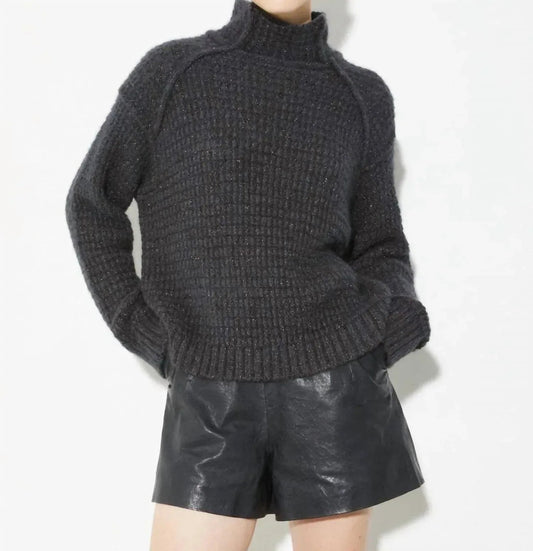 Rollkragen-Lurex-Pullover-Top