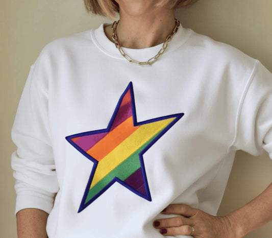 Embroidered Rainbow Star Sweatshirt