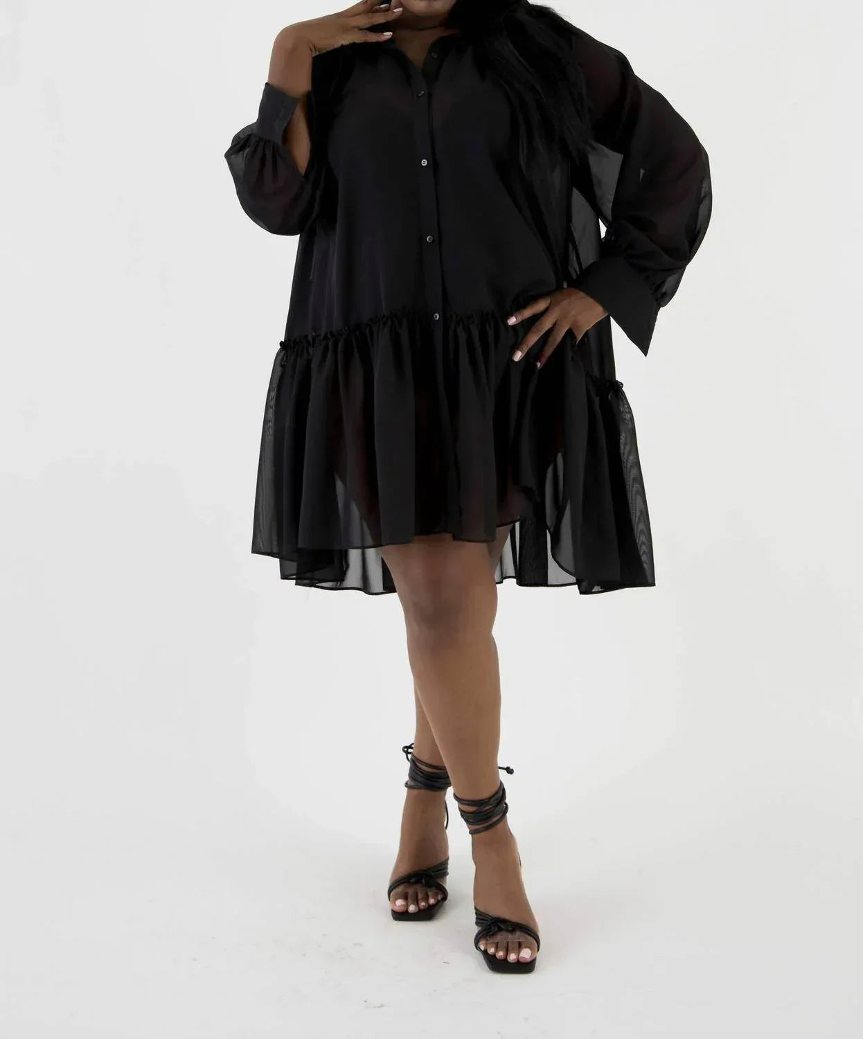 Tunika-Kleid aus Polyester-Chiffon