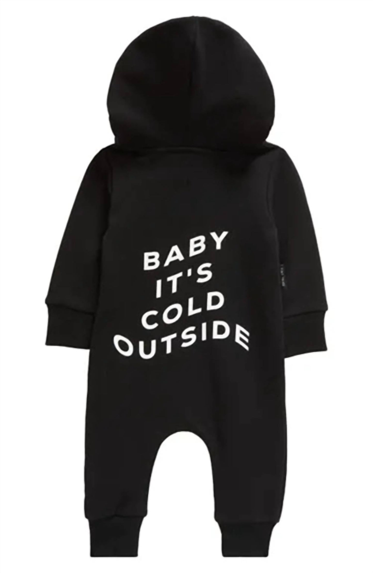 Langärmliger Kapuzen-Strampler für Jungen mit Aufschrift „Baby, It’s Cold“