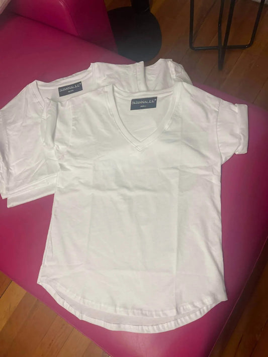COTTON V-NECK SHORT SLEEVE TEE