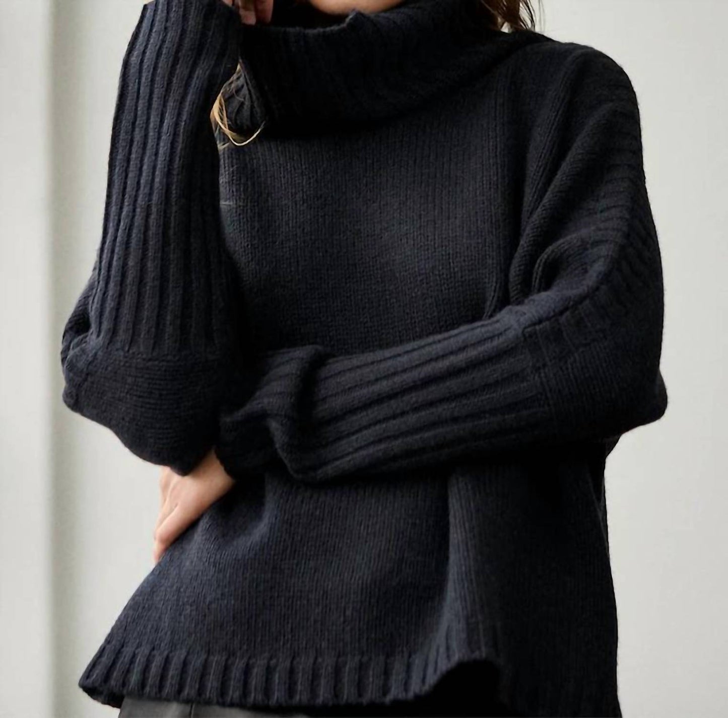 Bat Sleeve Cashmere Turtleneck Sweater