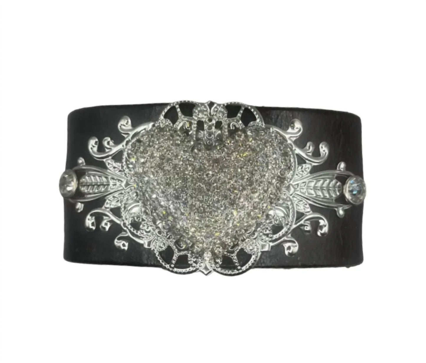Women's Leather Cuff Rhinestone Bracelet