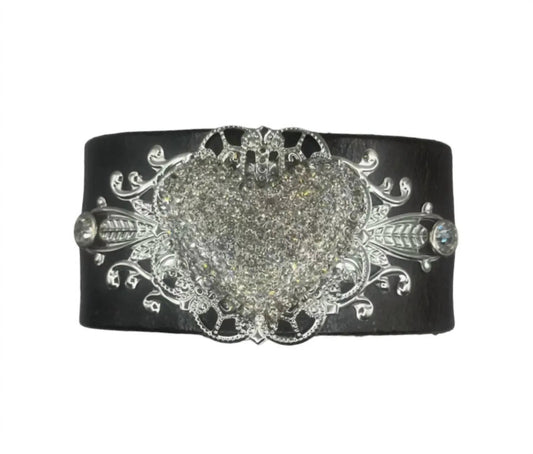Women's Leather Cuff Rhinestone Bracelet
