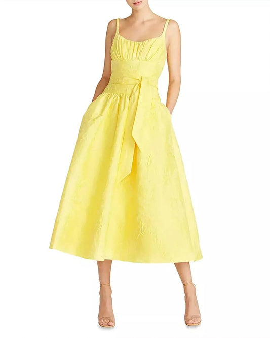 Daffodil Jacquard Fit And Flare Midi Dress