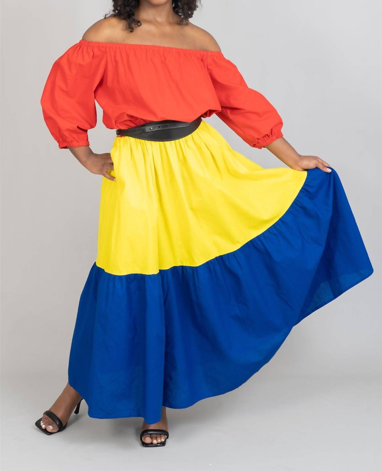 Mumba African Print Off-shoulder Maxi Dress