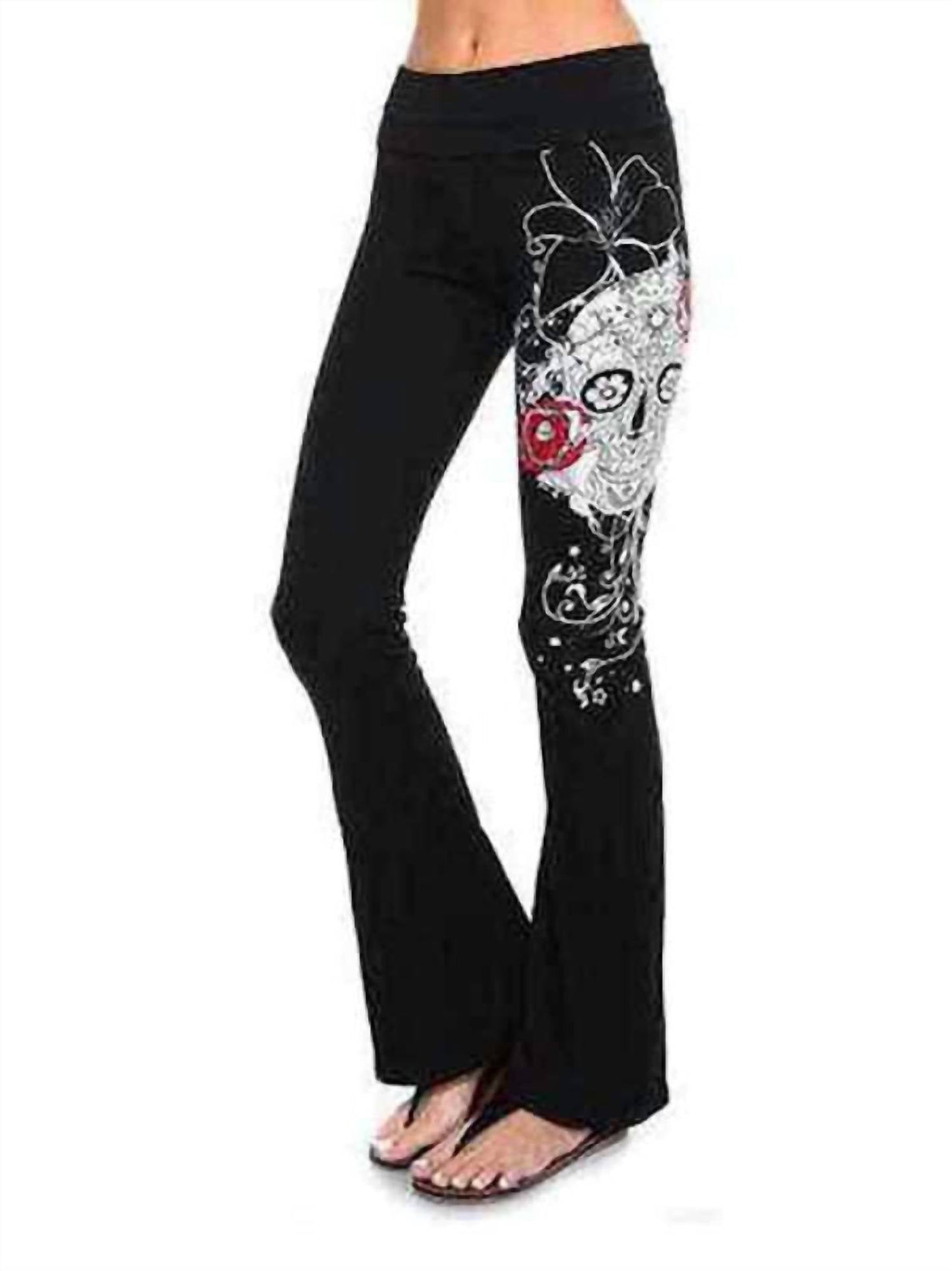 Skull N Rose Embellished Casual Pants