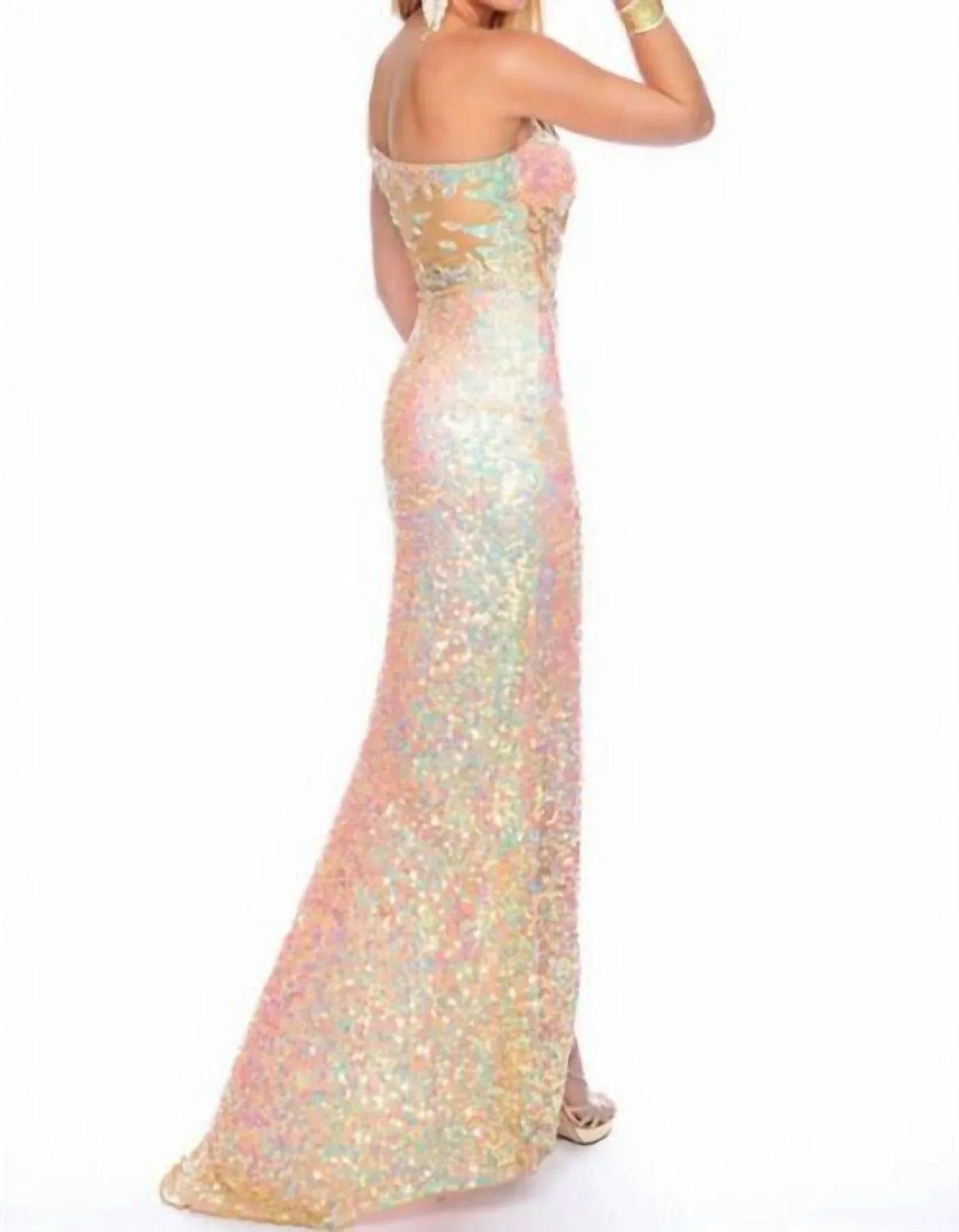 Transparente One-Shoulder-Paillettenrobe