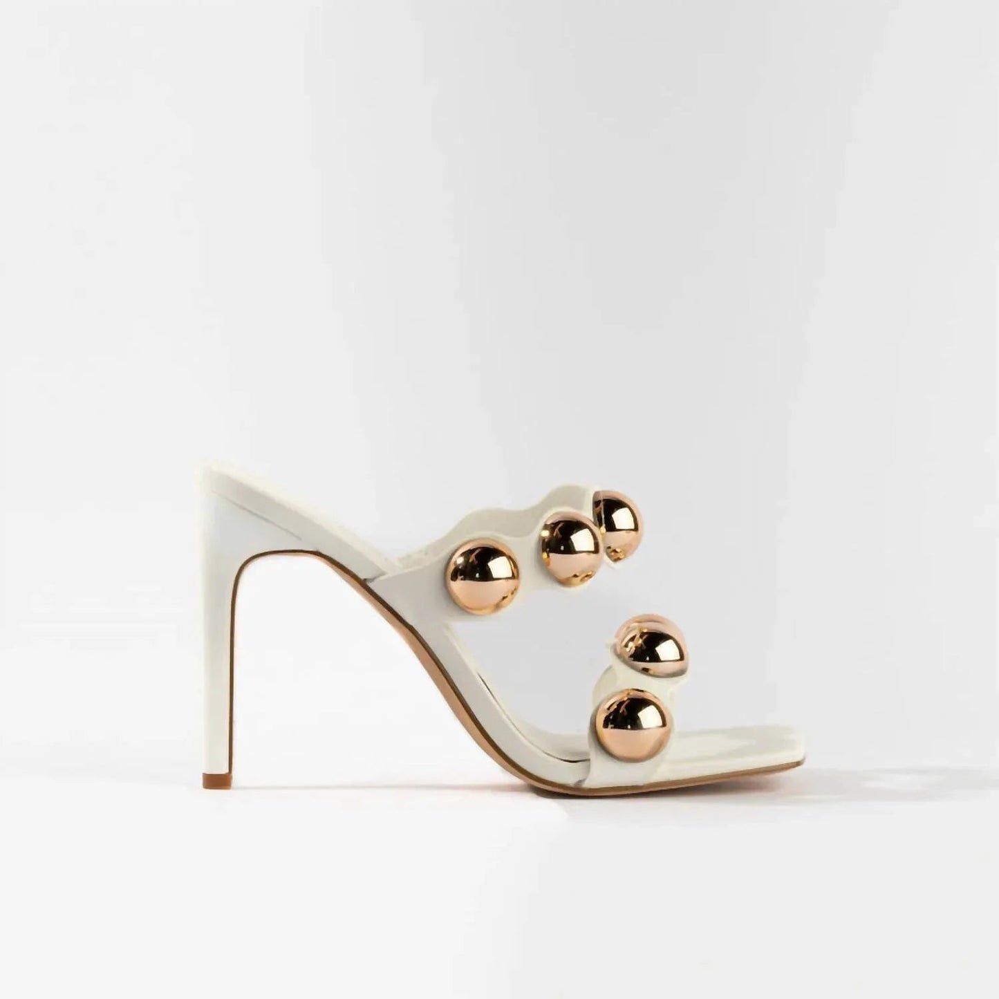 Women's Dome Stud Double Strap Heeled Sandal
