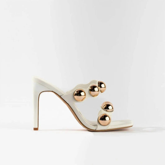 Women's Dome Stud Double Strap Heeled Sandal