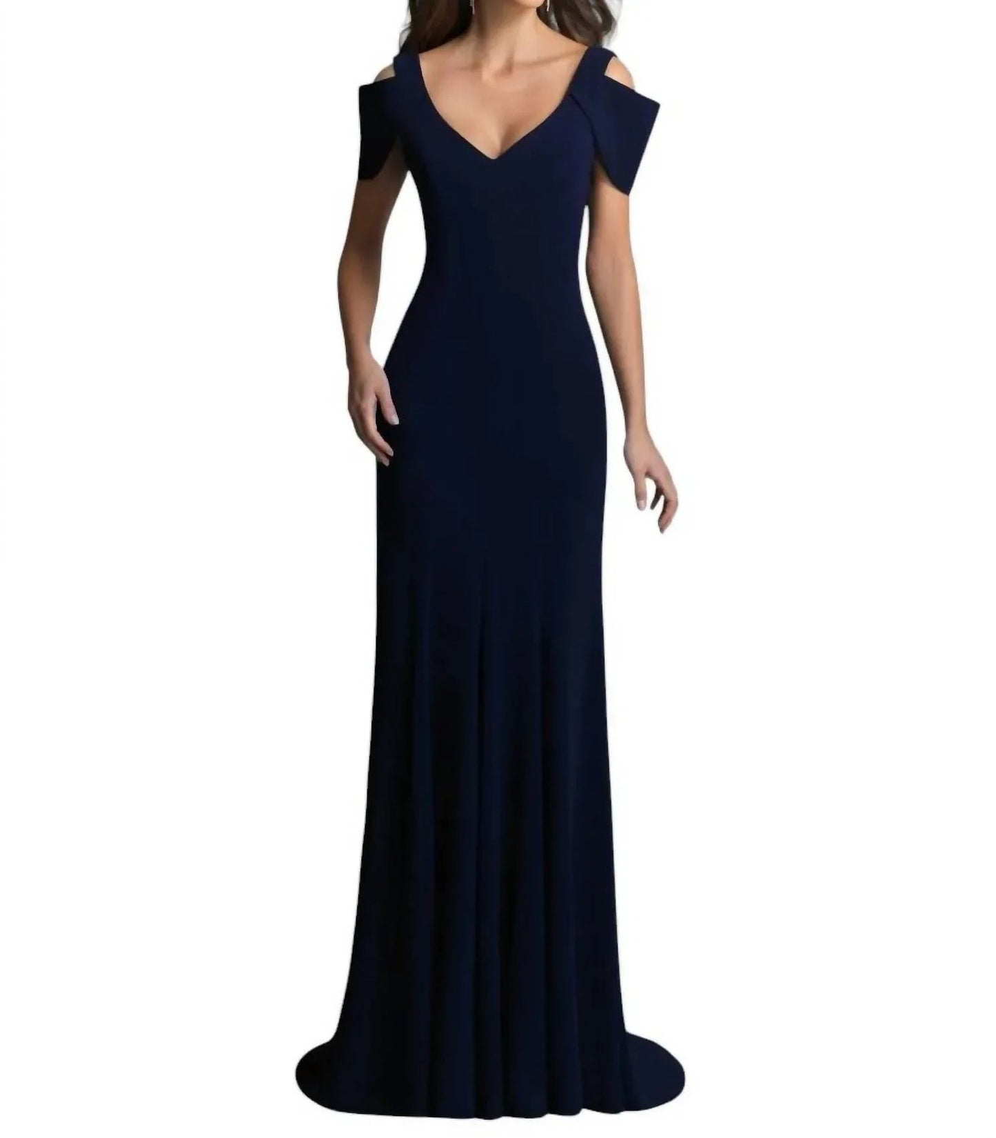 Abendkleid mit V-Ausschnitt und geschlitzten Ärmeln