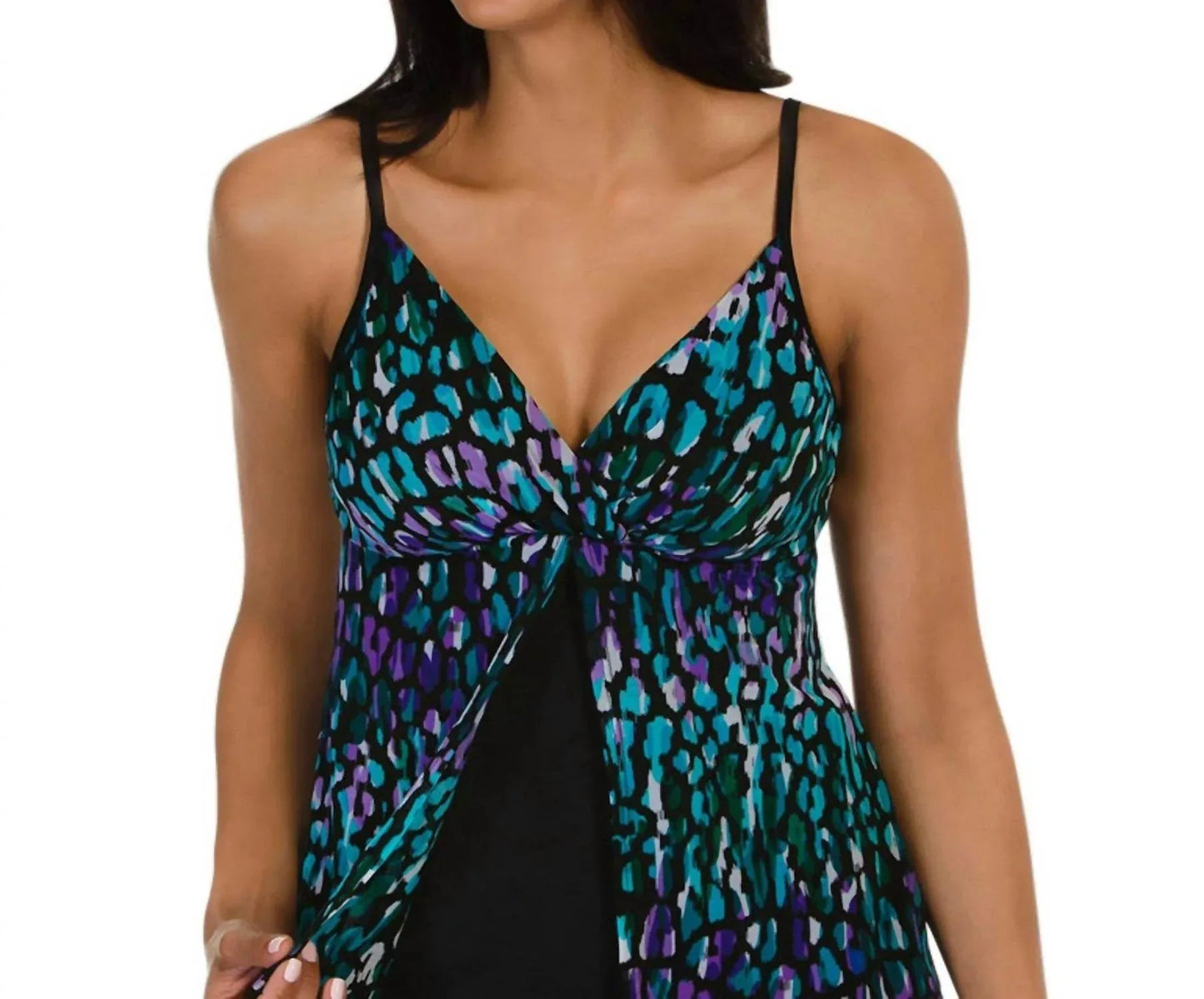 Tankini-Oberteil mit Mesh-Flatterärmeln