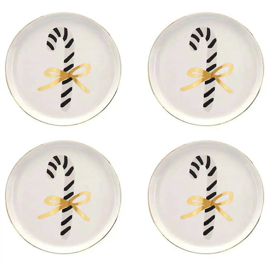 Candy Cane Appetizer Plates Set