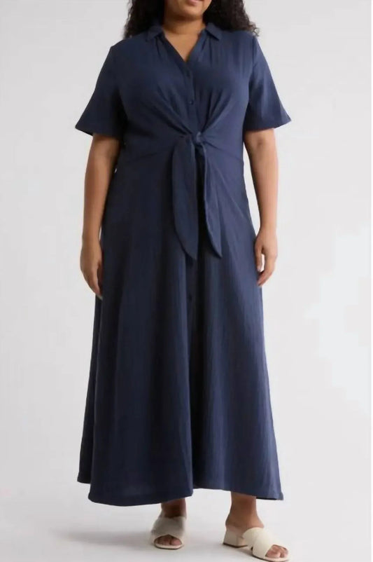 Button Up Tie Front Dress