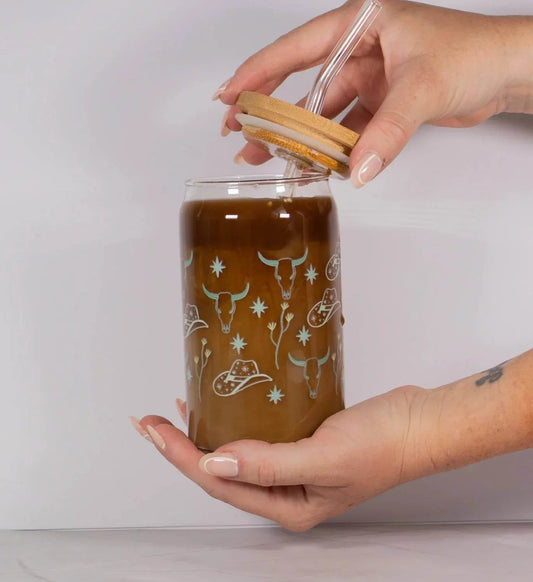 Boho Western Latte Glass