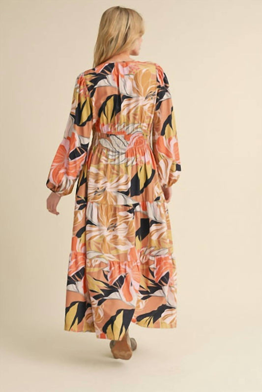 Midi-Kleid mit Tropenmuster